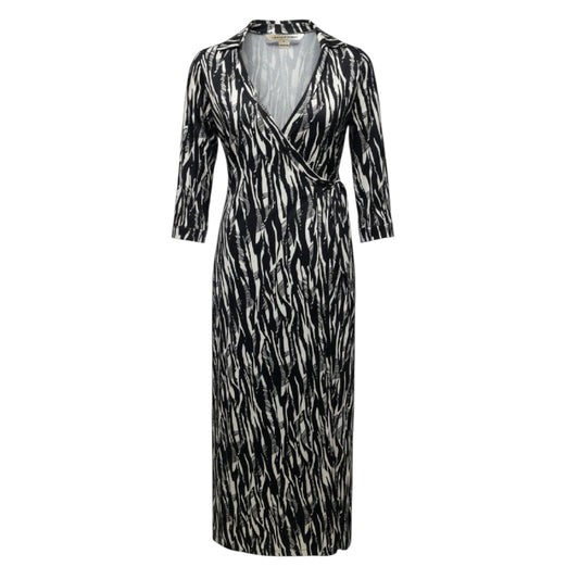 Abigail Silk Jersey Wrap Dress Designer By Diane Von Furstenberg In Black & White, Size: 8