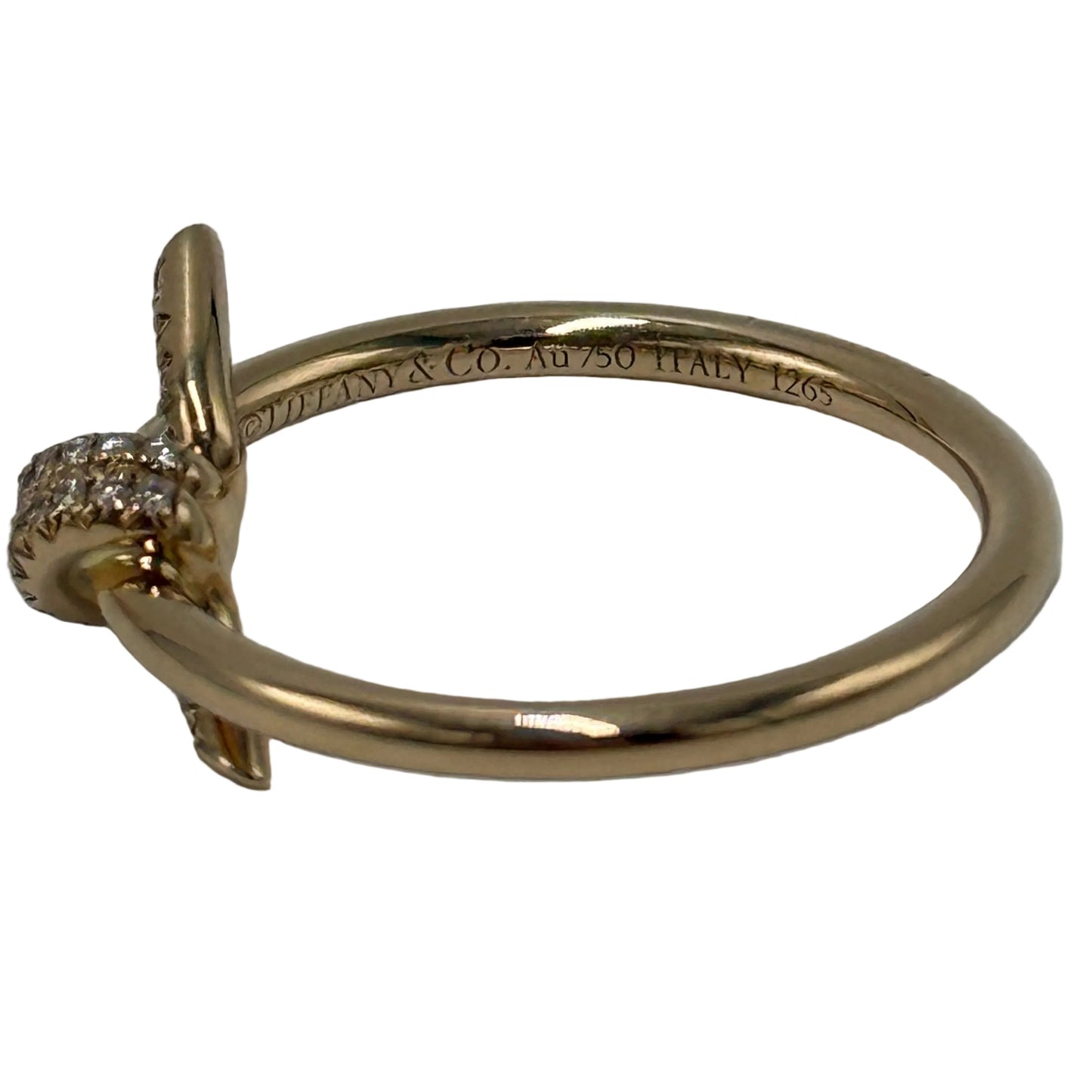 Tiffany & Company 18K Rose Gold Diamond Knot Luxury Ring, Size: 5.5