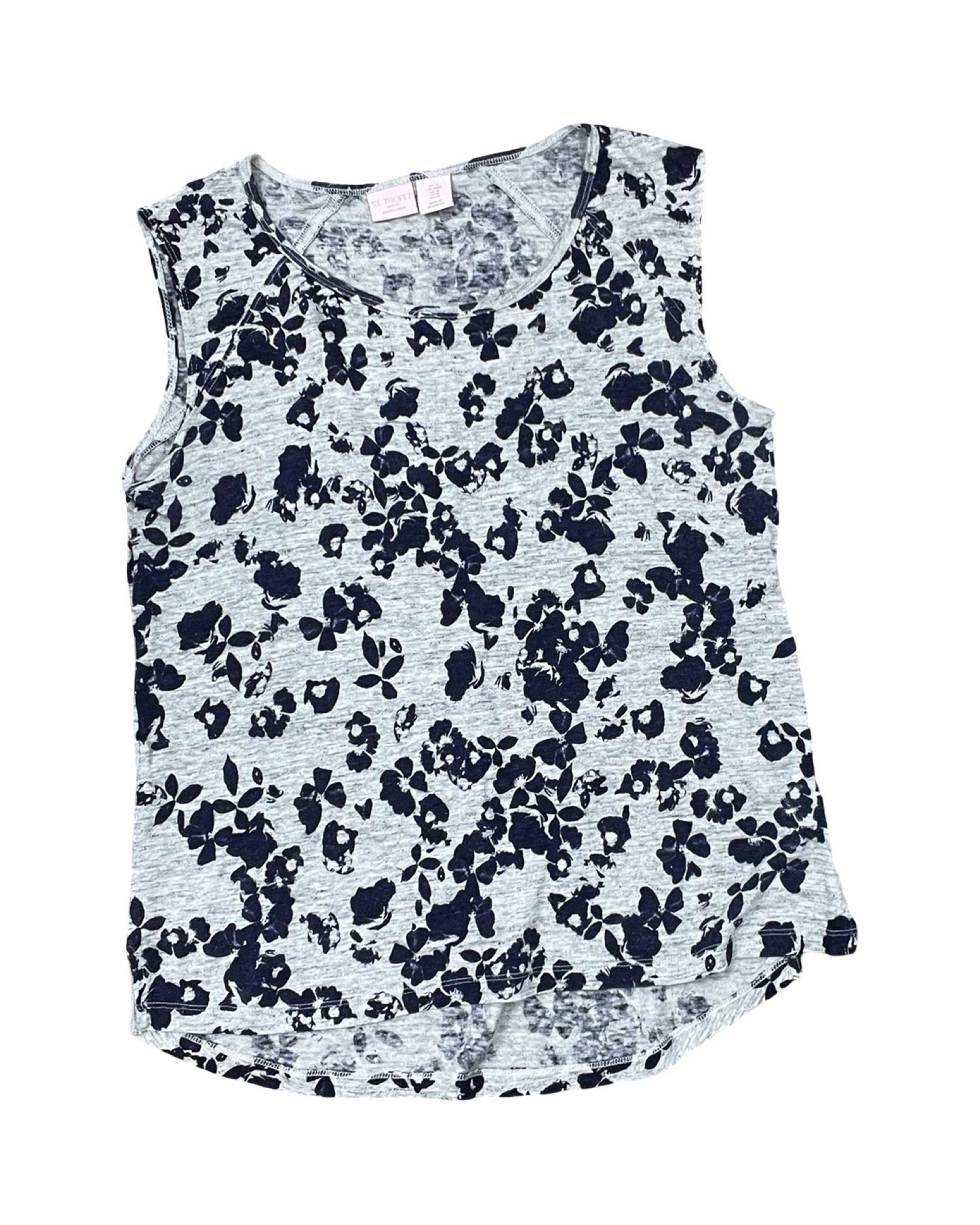 Top Sleeveless By St Tropez In Blue & Grey, Size:M