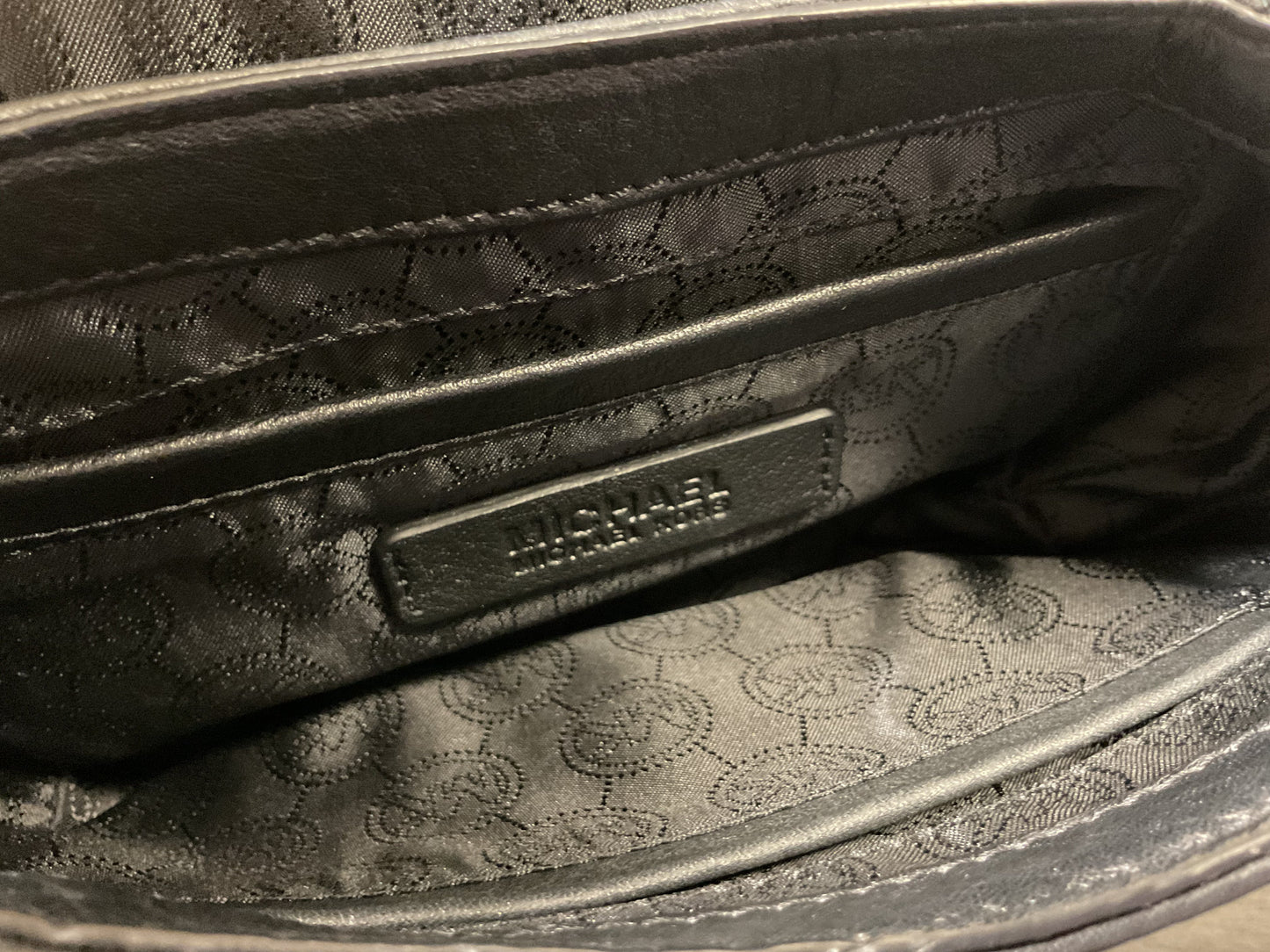 Crossbody Designer By Michael Kors In Black & Gold, Size:Small