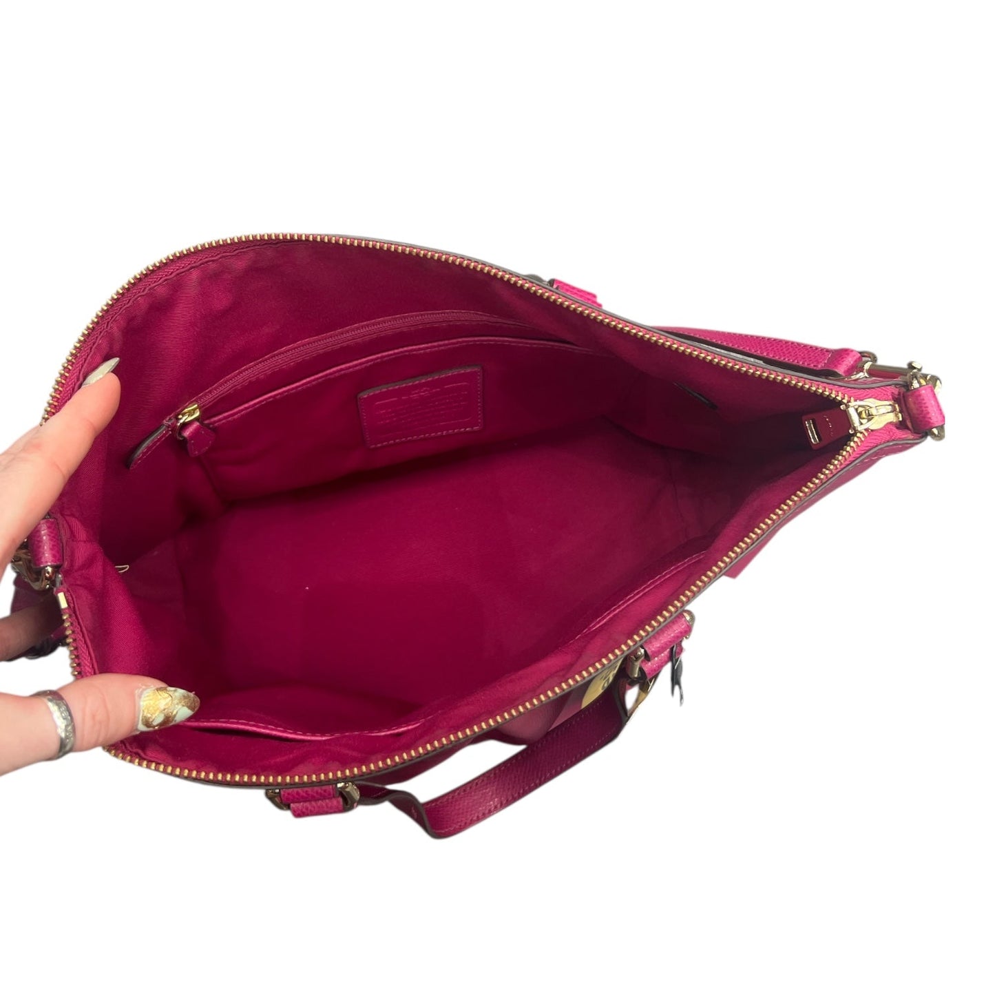 Handbag Designer By Coach In Pink, Size:Large