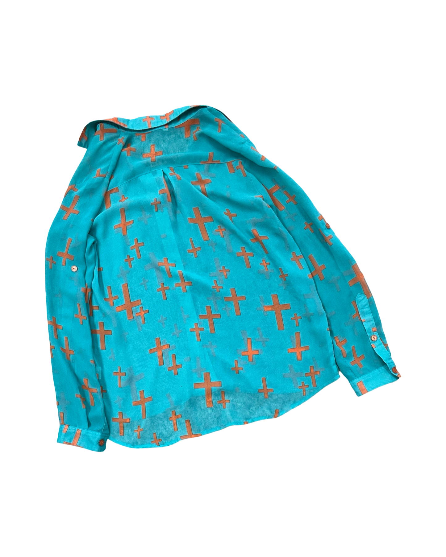 Blouse Ls By Clothes Mentor In Green & Orange, Size:M