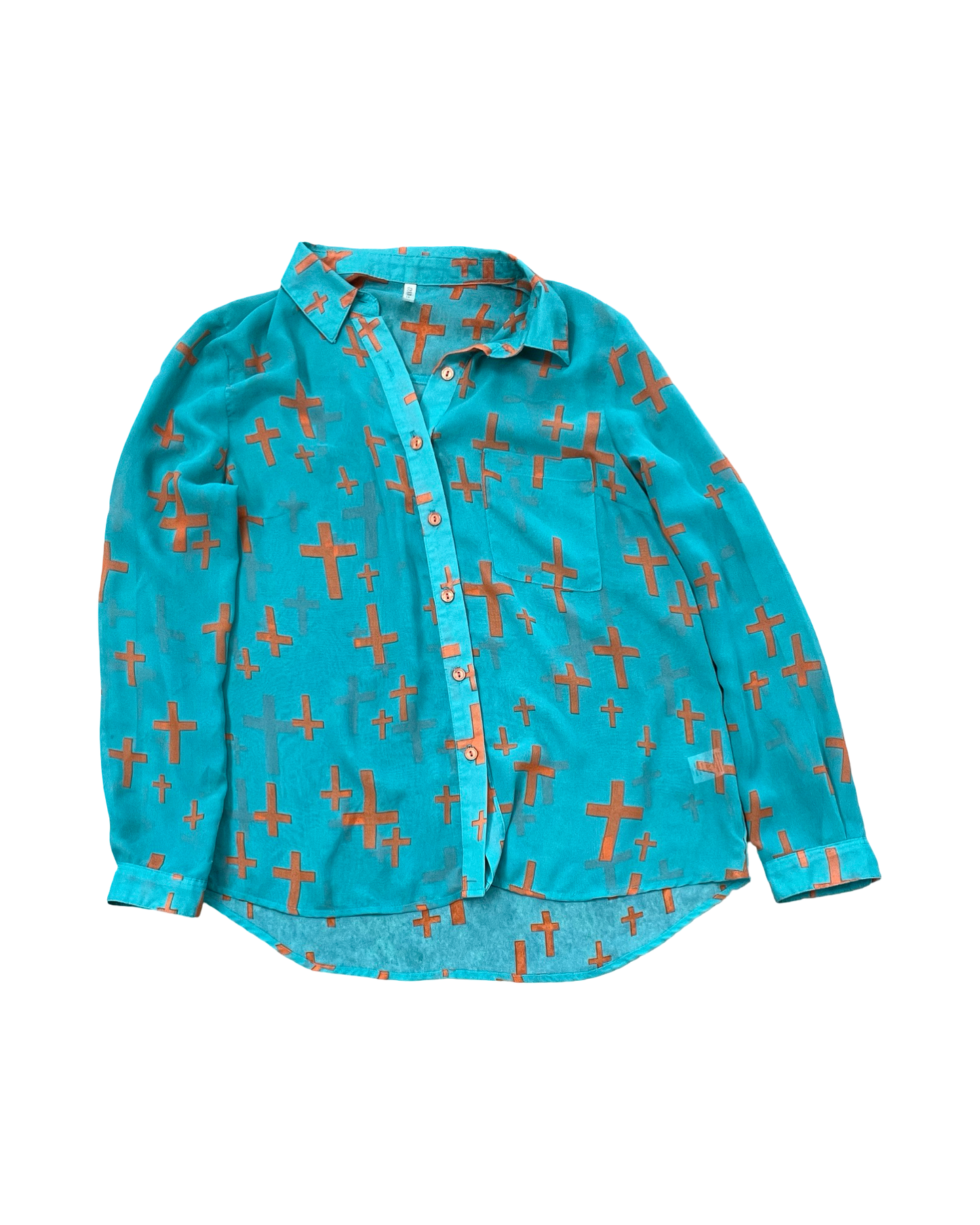 Blouse Ls By Clothes Mentor In Green & Orange, Size:M