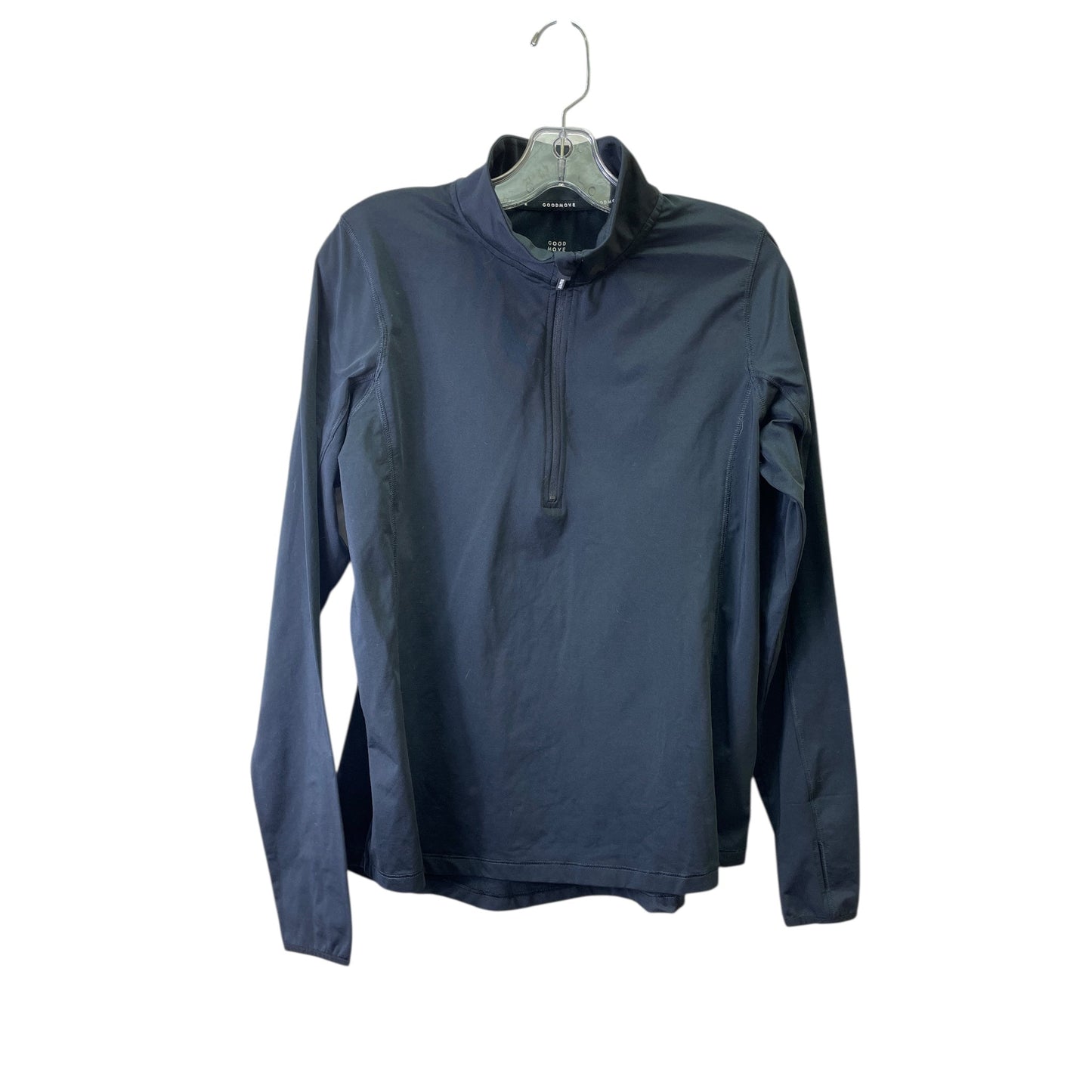 Athletic Top Ls Collar By Good Move In Black, Size:1X