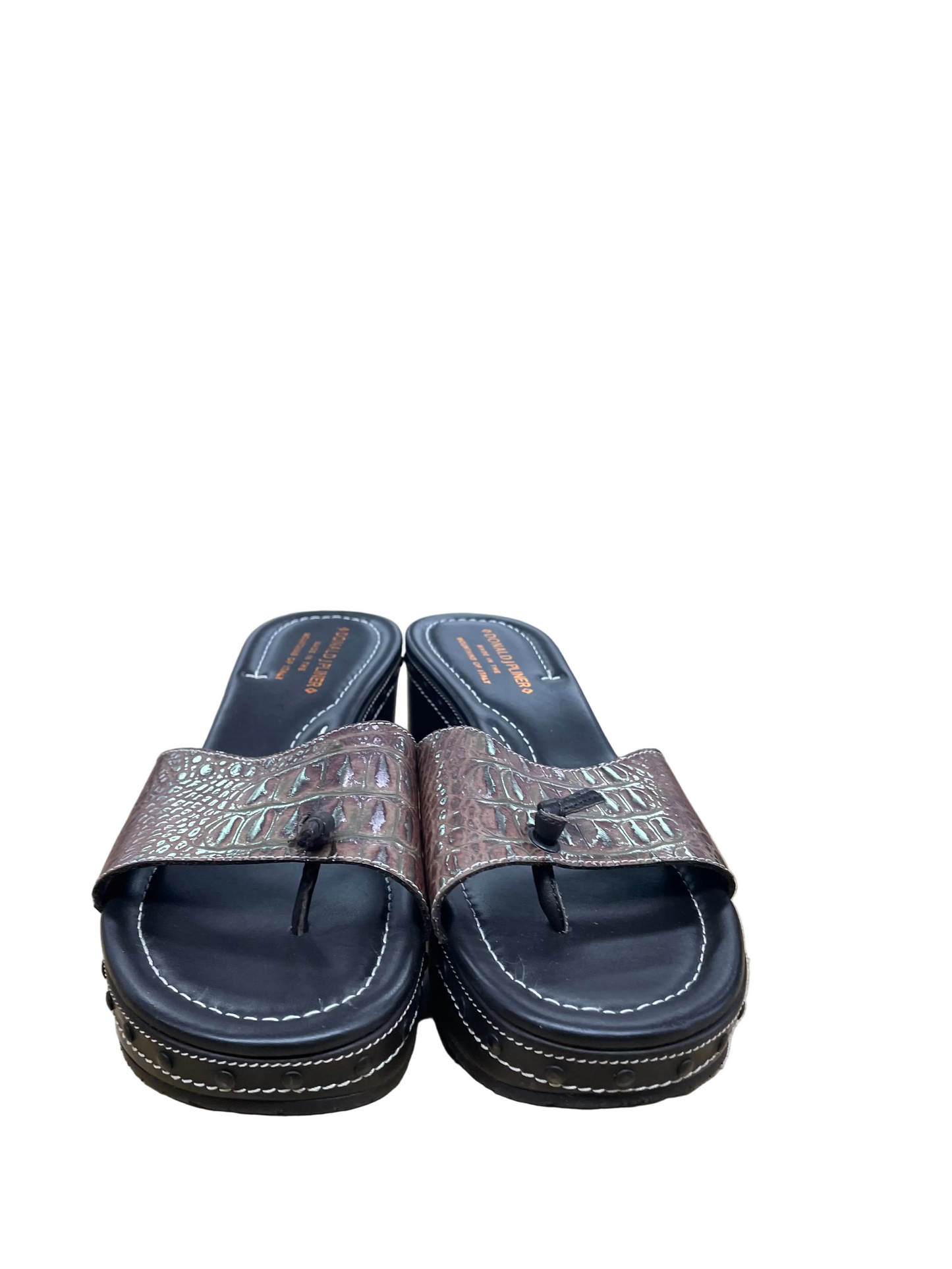 Sandals Heels Platform By Donald Pliner In Snakeskin Print, Size:9.5