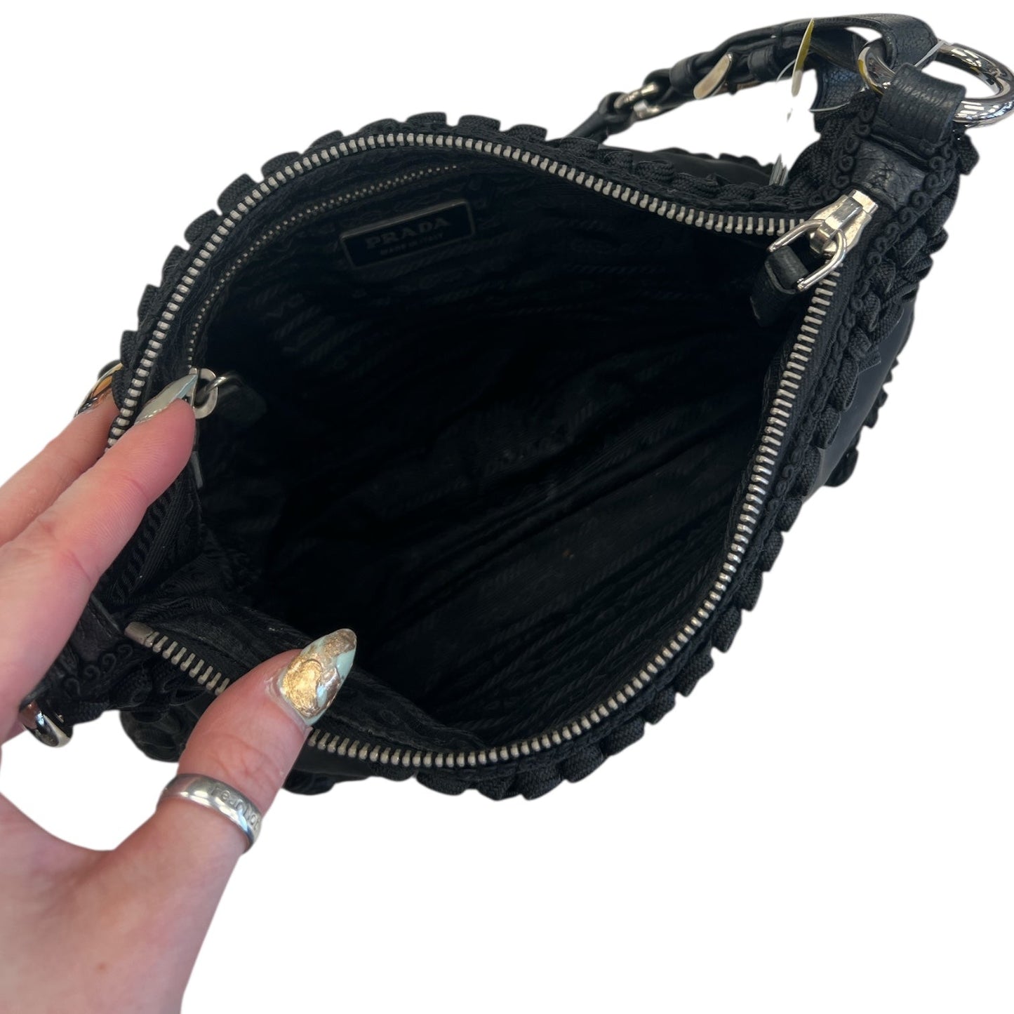 Handbag Luxury Designer By Prada In Black, Size:Small