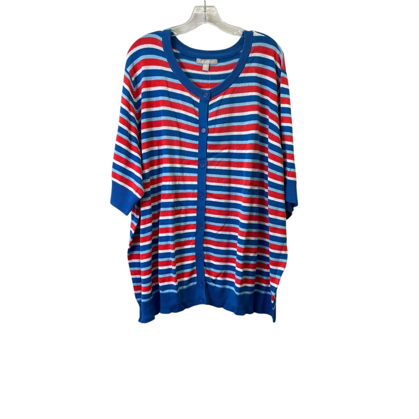 Sweater Ss By Woman Within In Blue & Red, Size:4X
