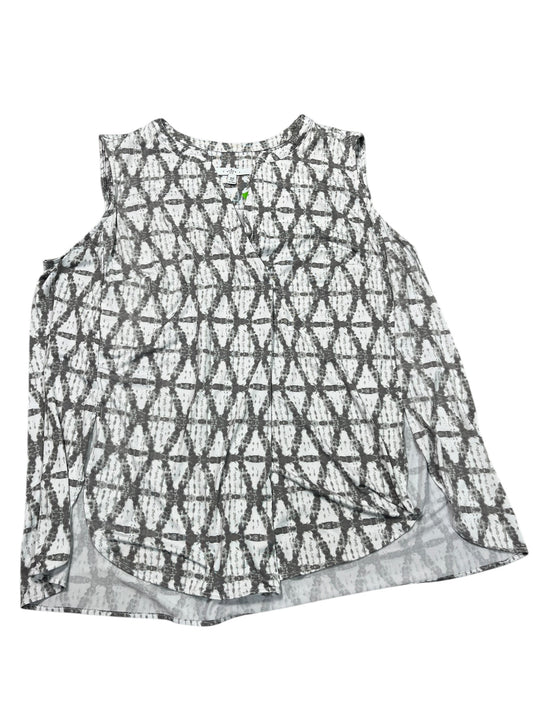 Tunic Sleeveless By Fever In Grey & White, Size:3X