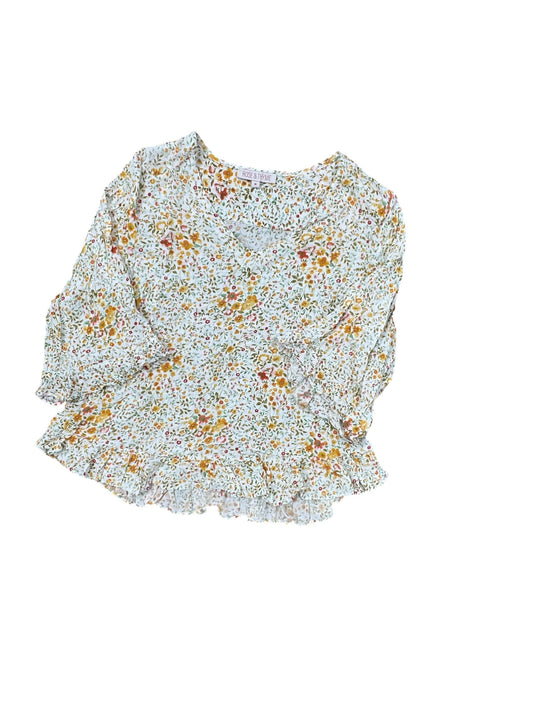 Top Ss By Clothes Mentor In White & Yellow, Size:M