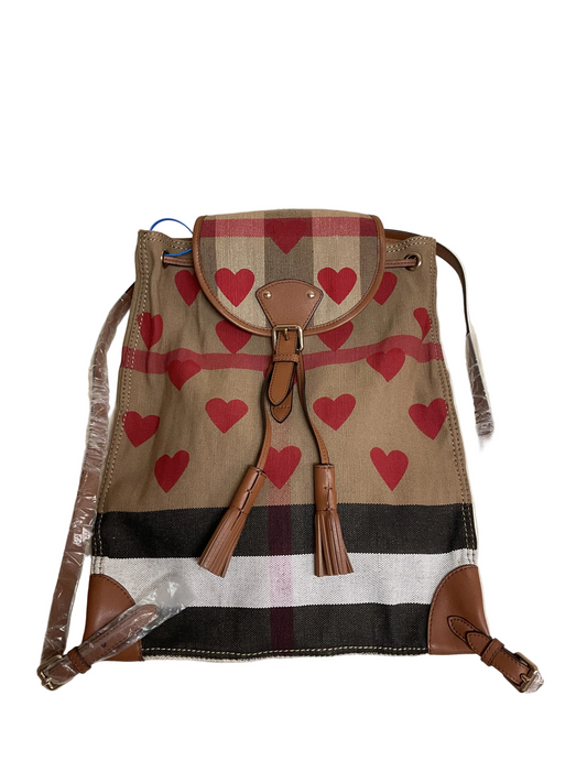 Backpack Luxury Designer By Burberry In Plaid Pattern, Size:Large