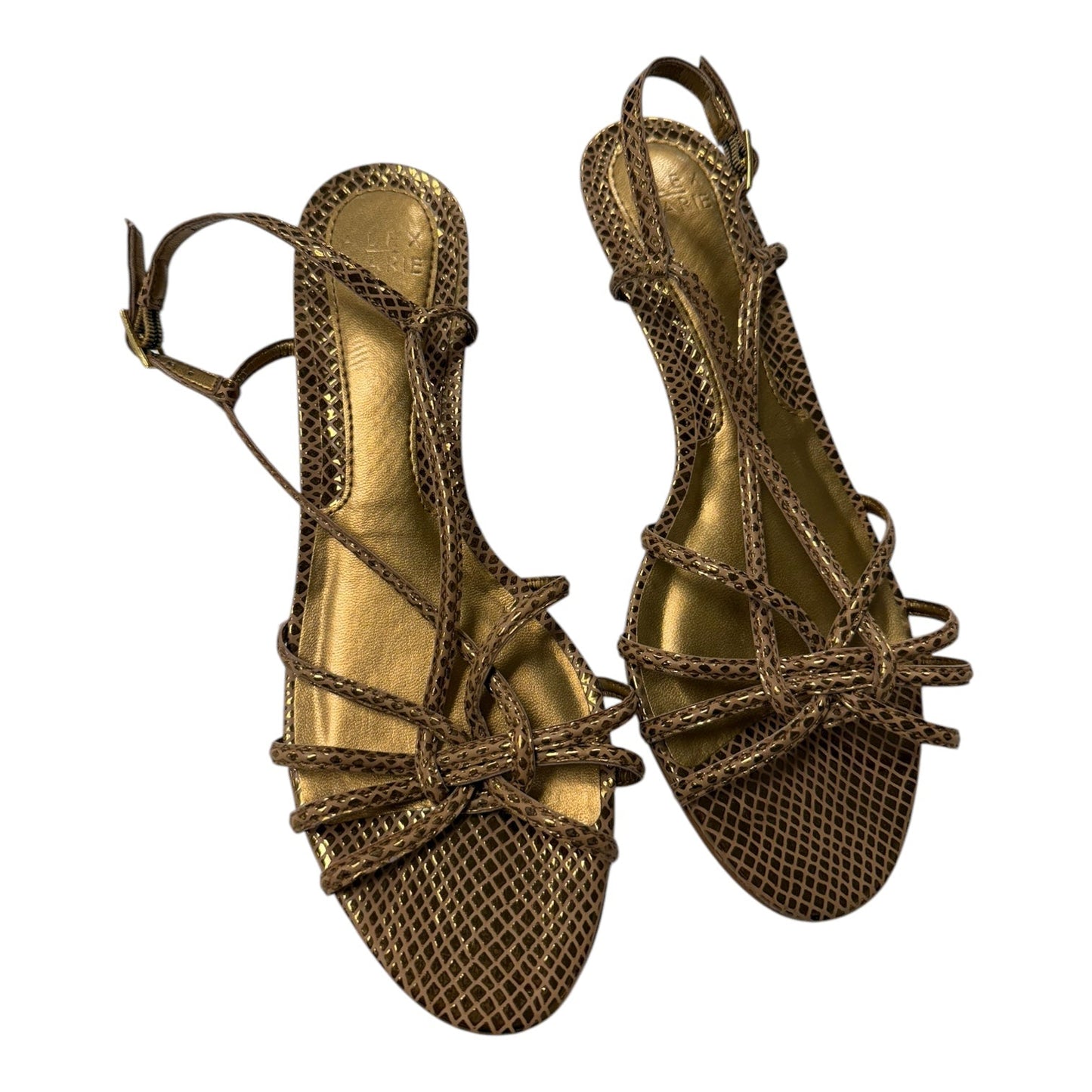 Sandals Heels Wedge By Alex Marie In Gold, Size:8.5