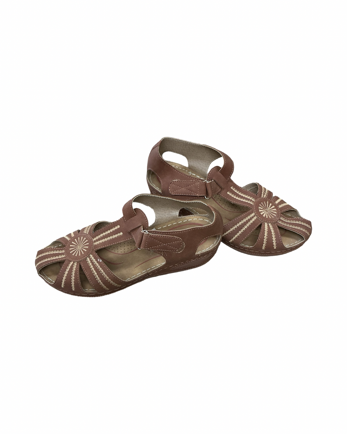 Sandals Flats By Clothes Mentor In Brown, Size:10.5