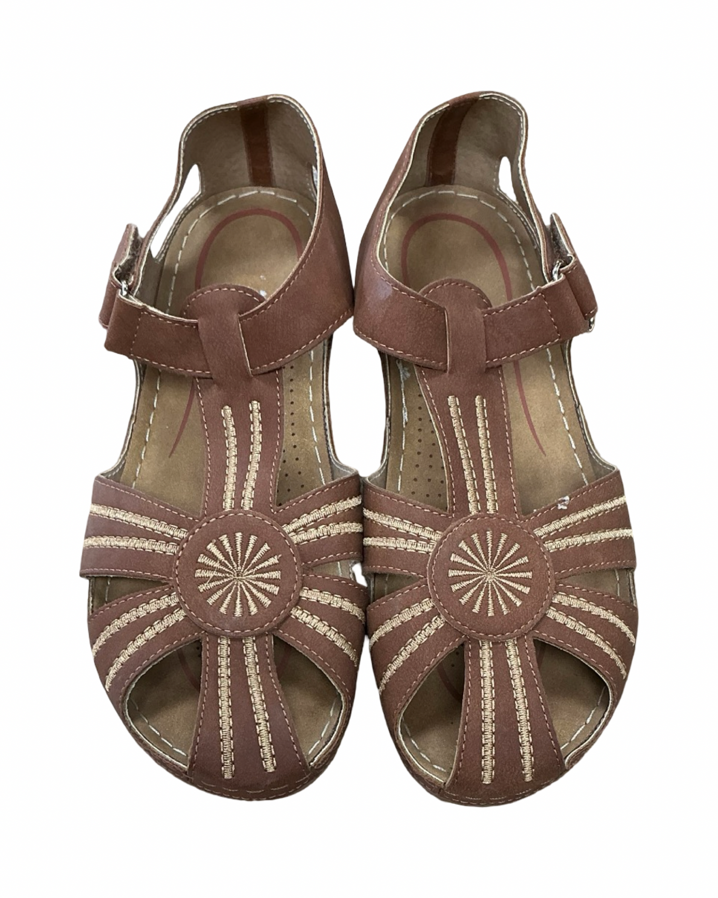Sandals Flats By Clothes Mentor In Brown, Size:10.5