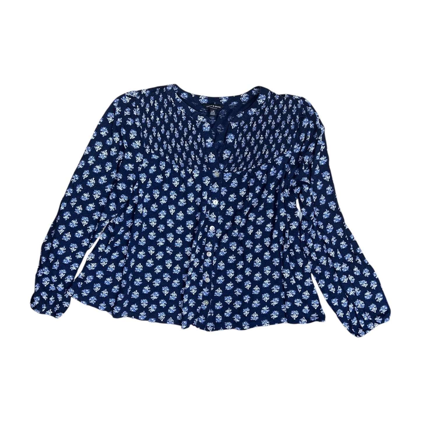 Blouse Ls By Lucky Brand In Blue, Size:L