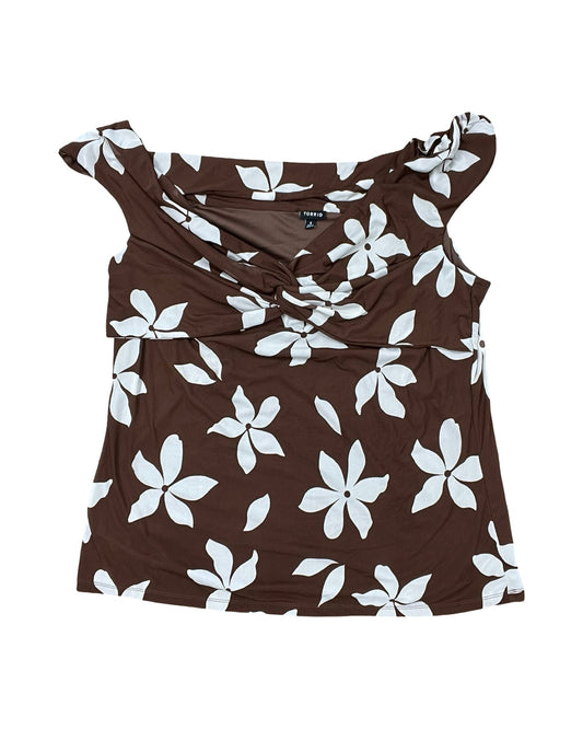 Top Sleeveless By Torrid In Brown & Cream, Size:4X