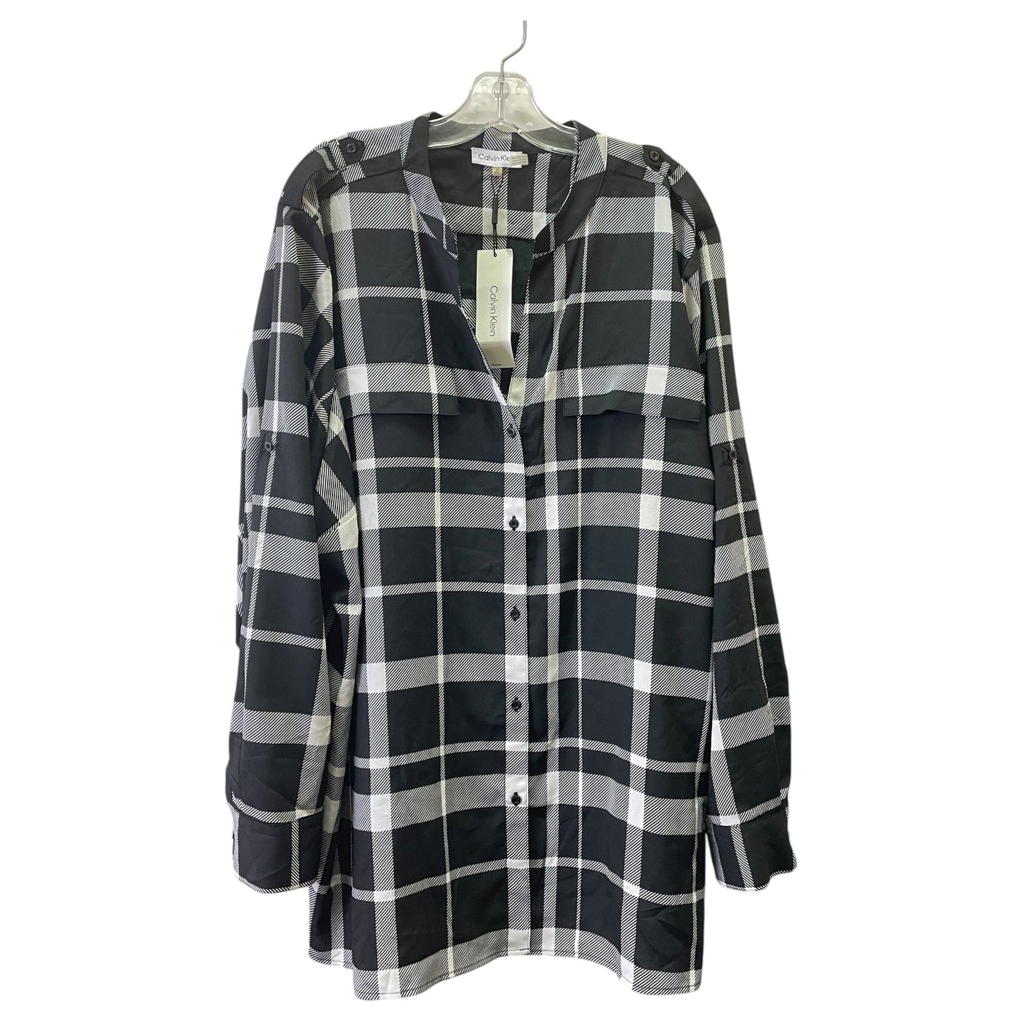 Top Ls By Calvin Klein In Black & White, Size:3X