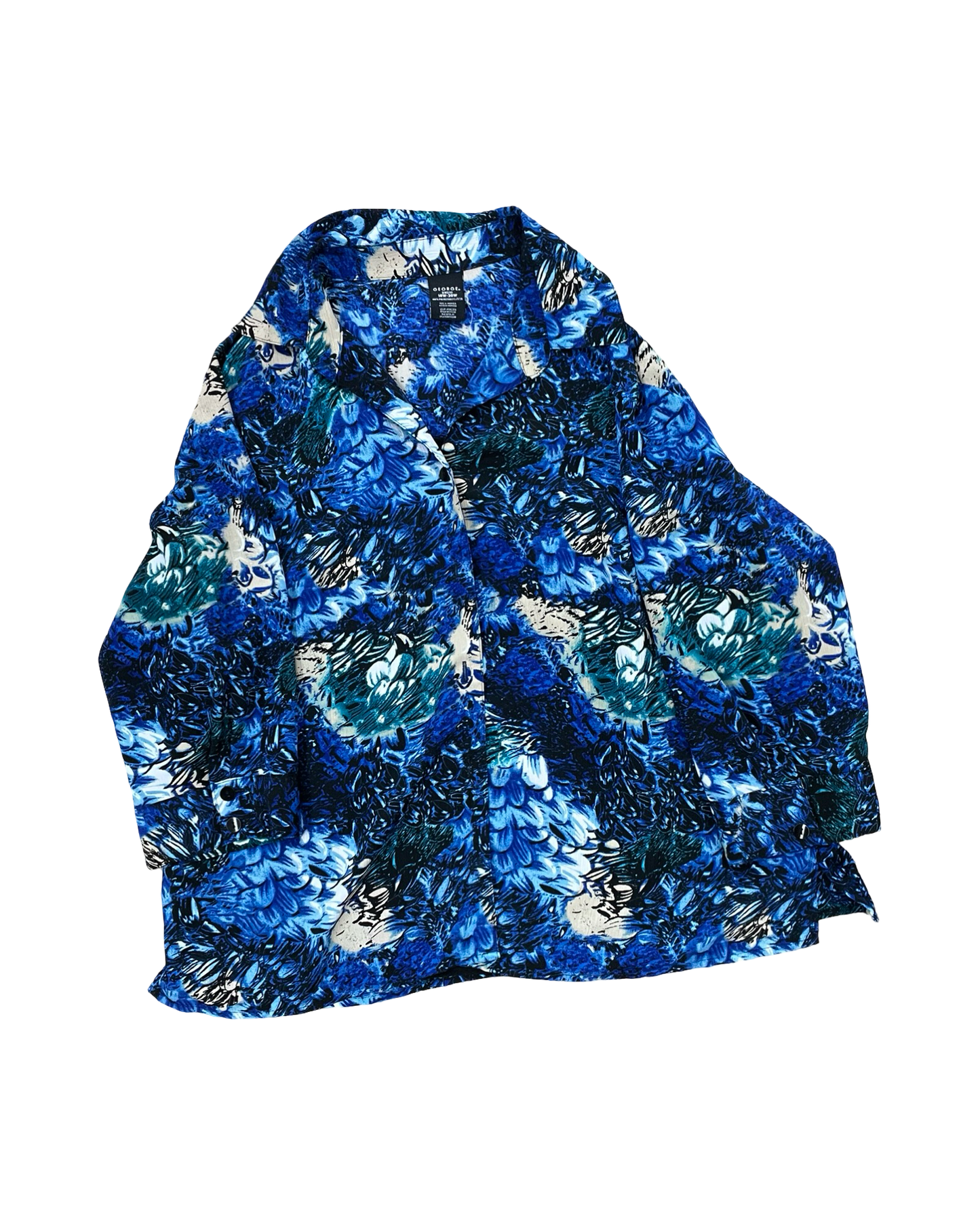 Blouse 3/4 Sleeve By George In Blue, Size:18