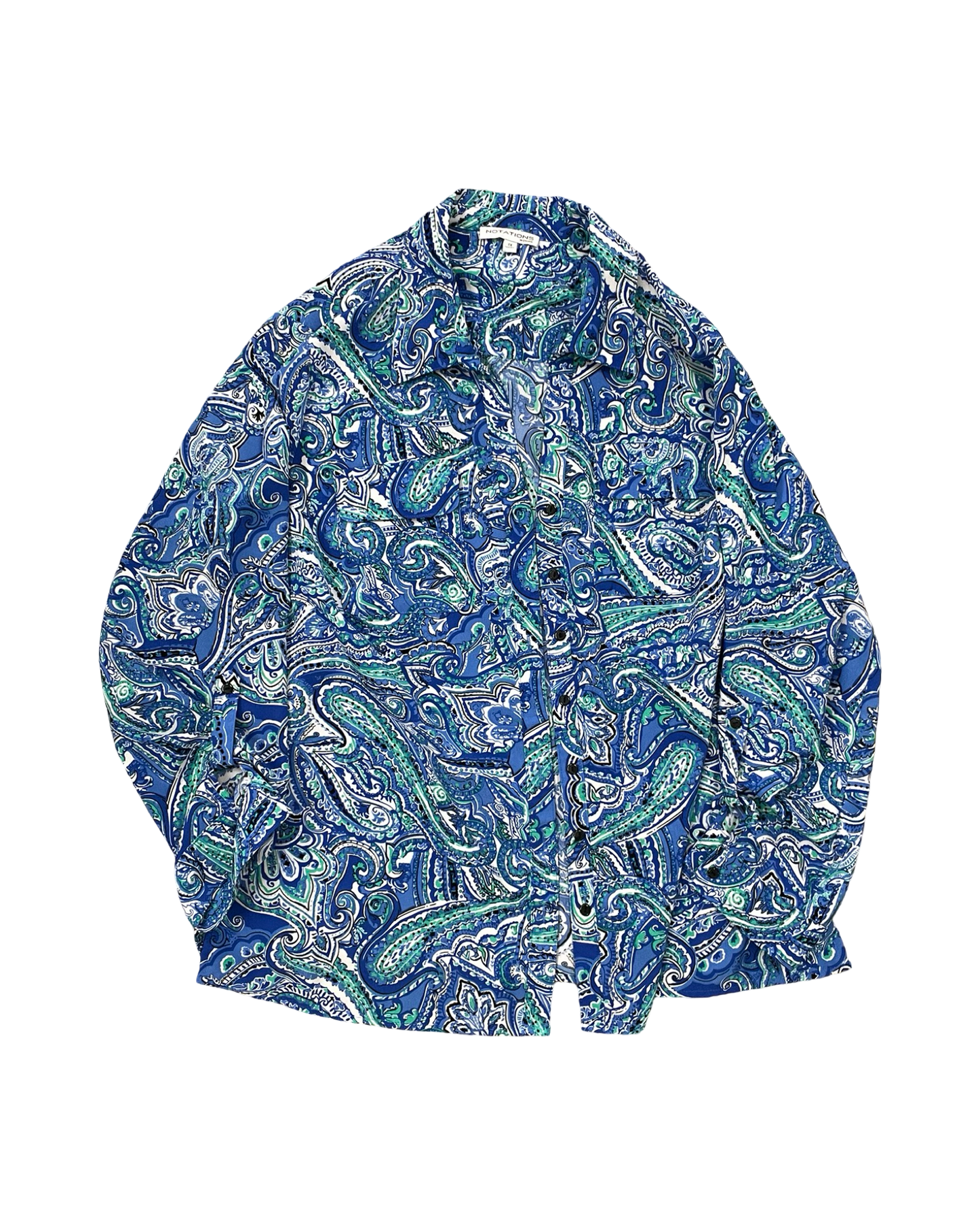 Blouse Ls By Notations In Blue, Size:1X