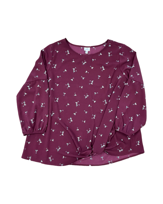 Top Ss By Dressbarn In Maroon, Size:2X