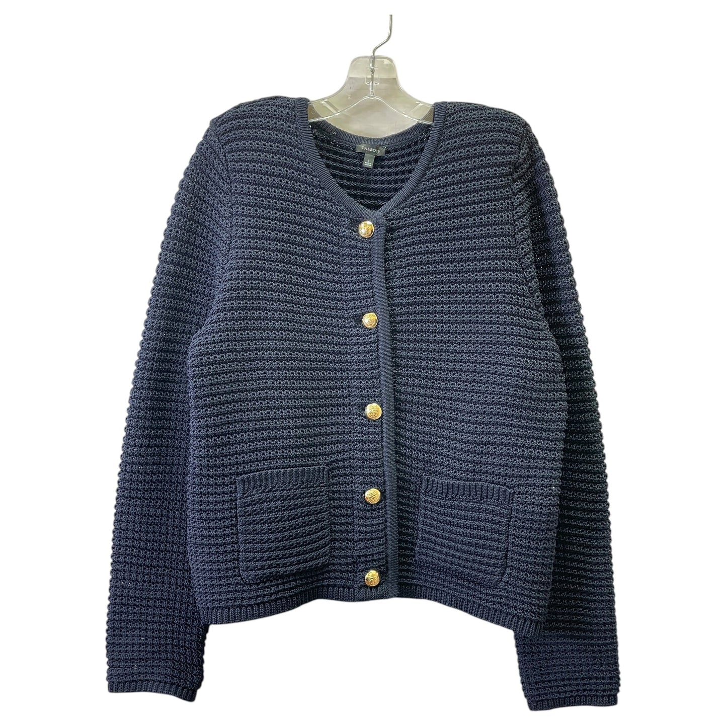 Cardigan By Talbots In Black & Gold, Size:L