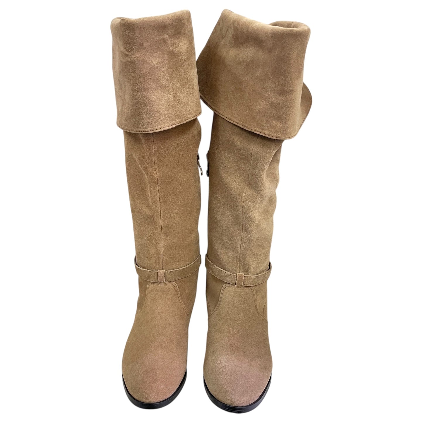 Boots Knee Flats By White House Black Market In Beige, Size:7.5