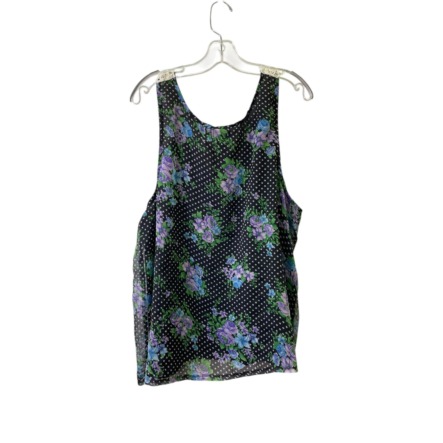 Top Sleeveless By Ultra Pink In Black & Green, Size:3X