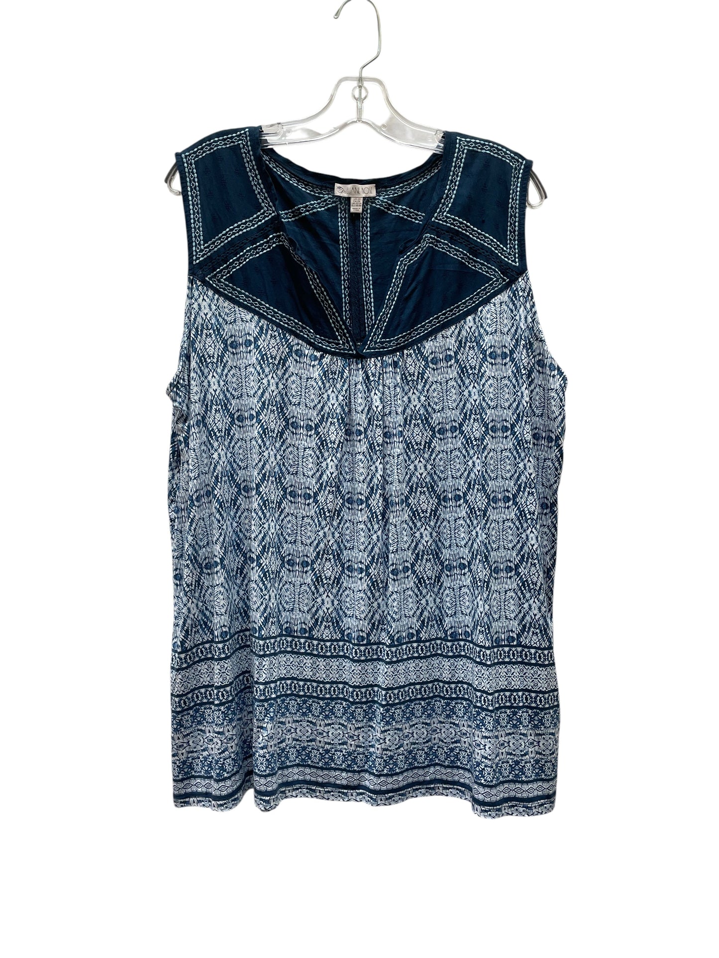 Top Ss By Eliane Rose In Blue & White, Size:2X