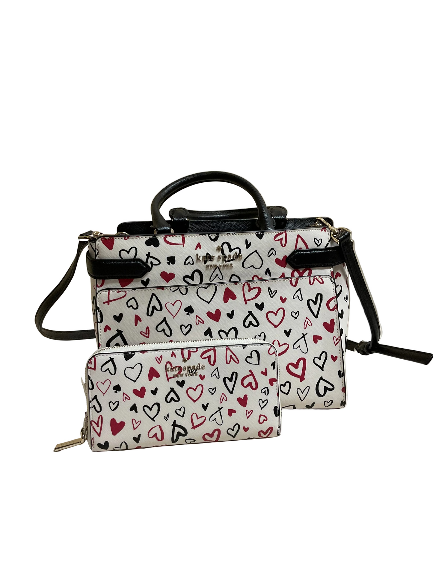Handbag Designer By Kate Spade In Black & White, Size:Large