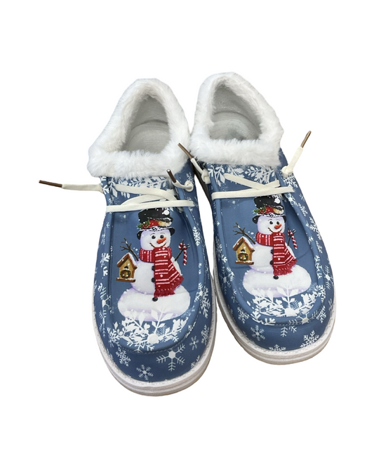 Shoes Flats By Clothes Mentor In Blue & White, Size:12