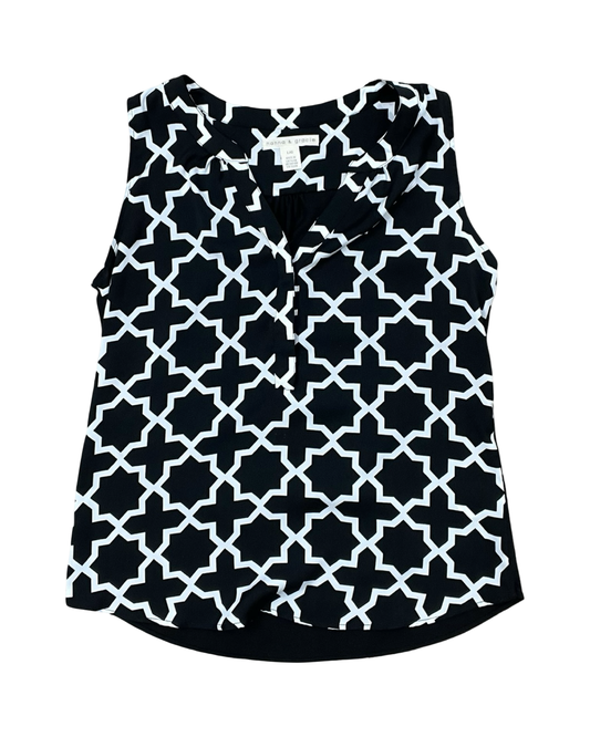 Top Sleeveless By Clothes Mentor In Black & White, Size:L