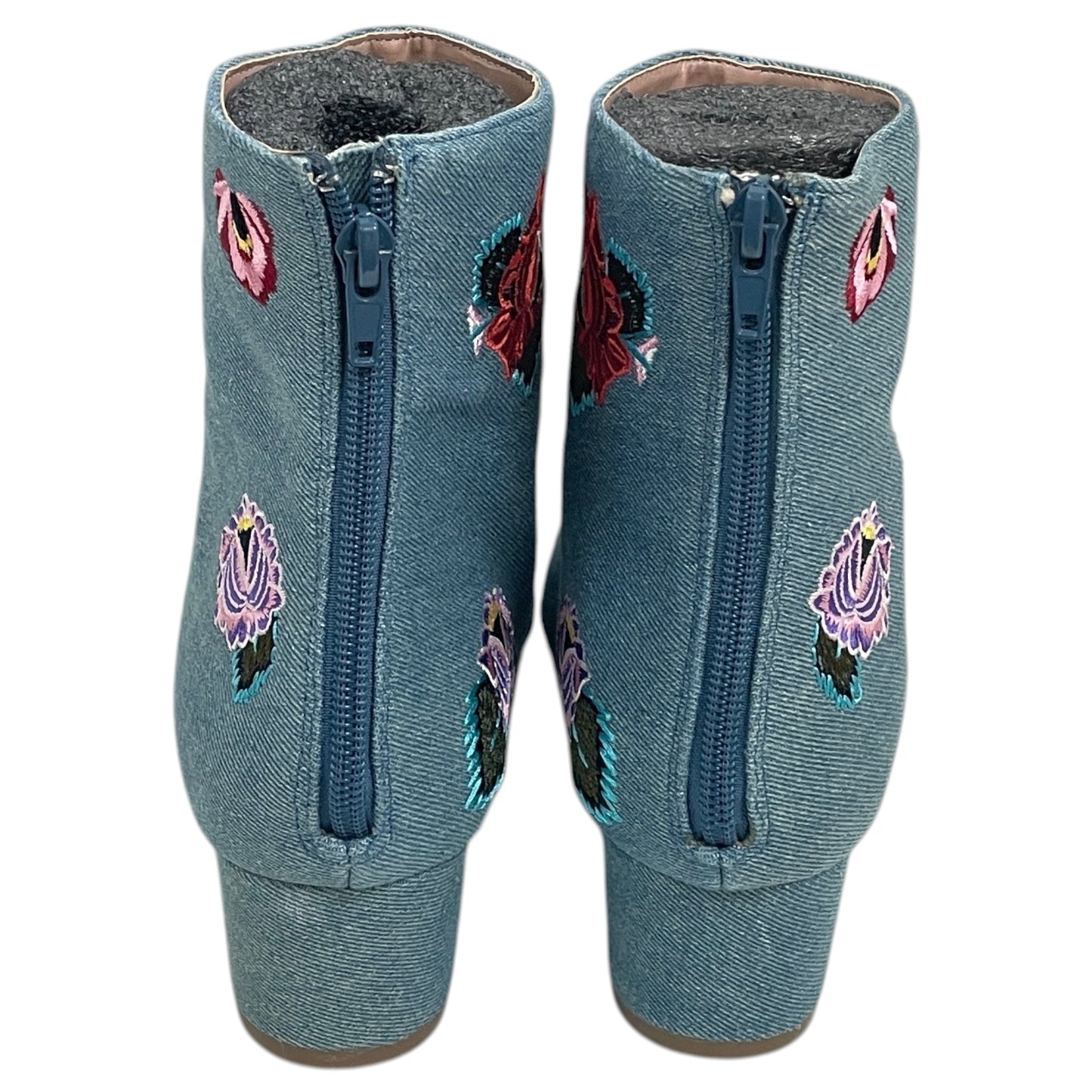 Boots Ankle Heels By Betsey Johnson In Blue Denim, Size:9