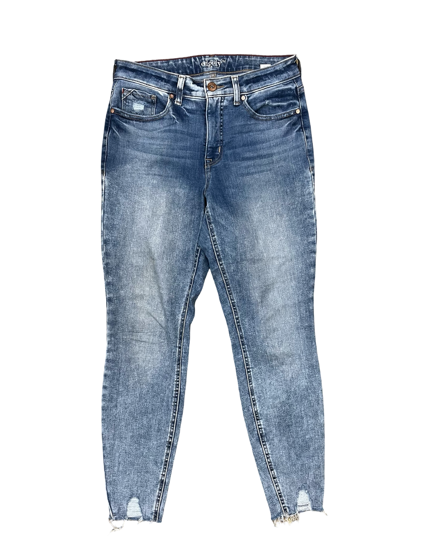Jeans Skinny By Edgely In Blue Denim, Size:10