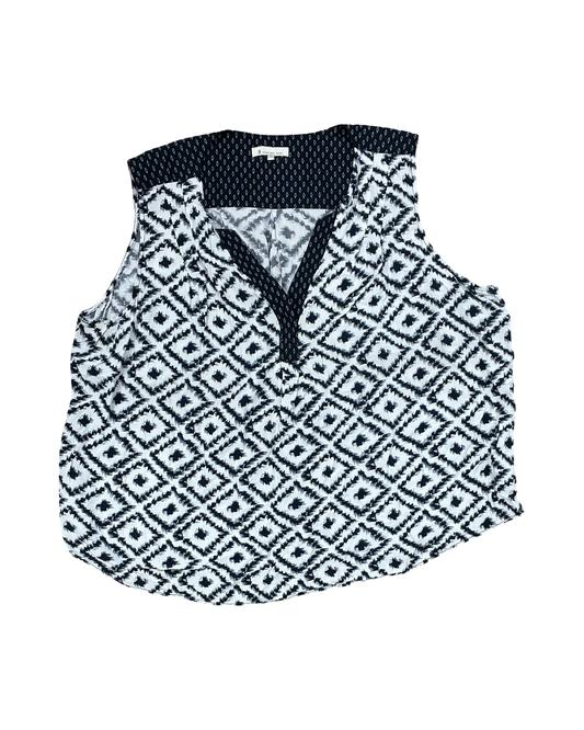 Top Sleeveless By Skies Are Blue In Blue & White, Size:2X