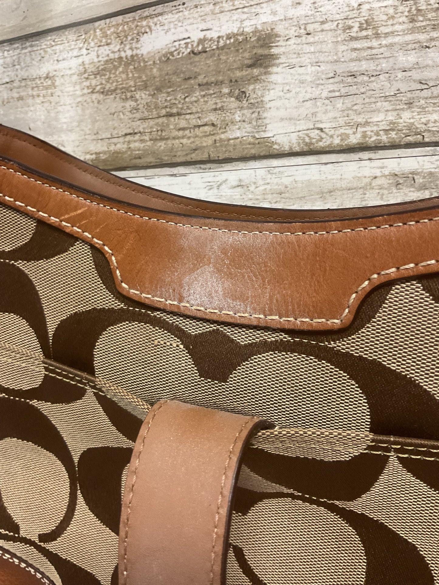 Handbag Designer By Coach In Brown & Cream, Size:Small