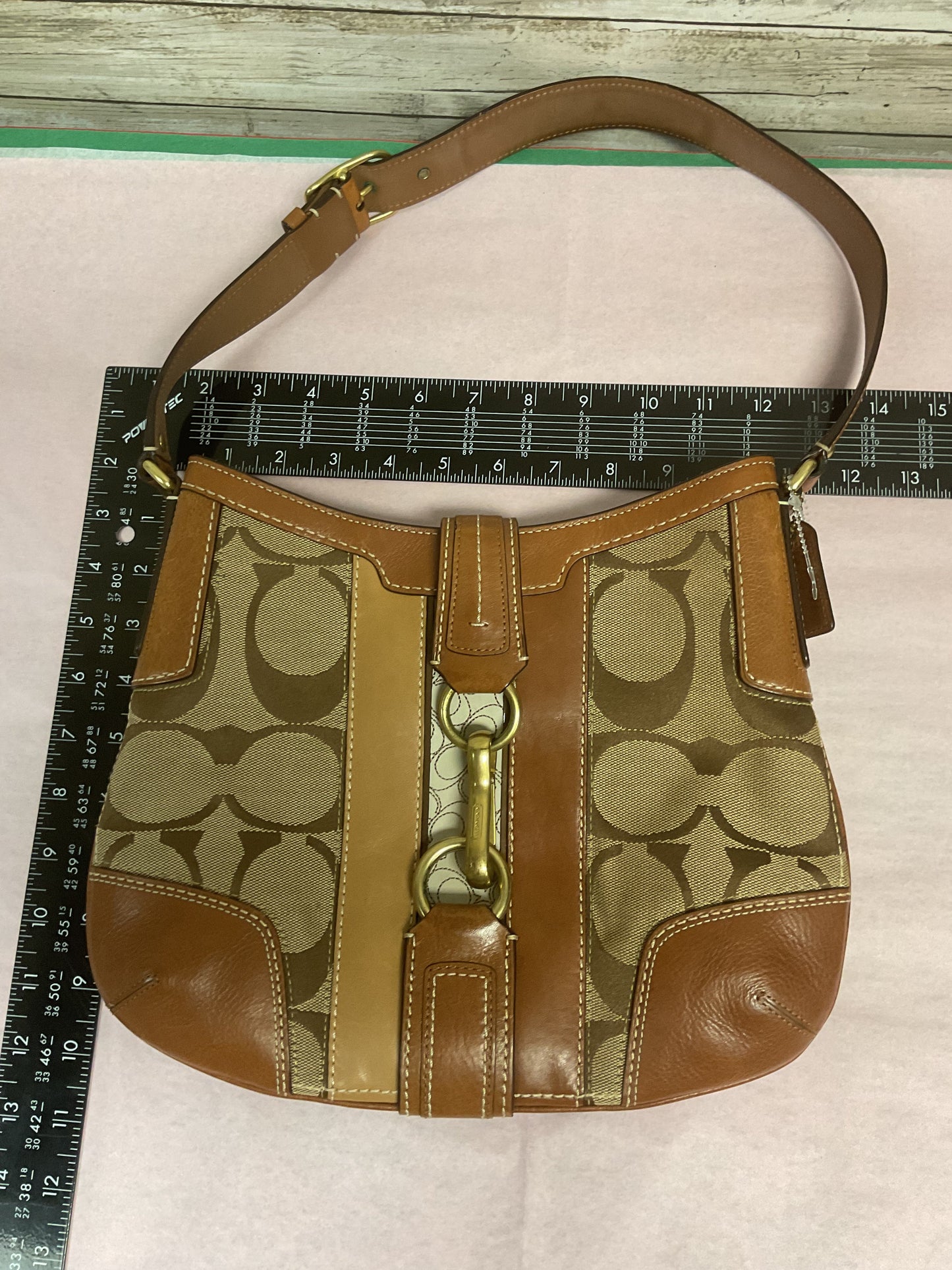 Handbag Designer By Coach In Brown & Cream, Size:Small