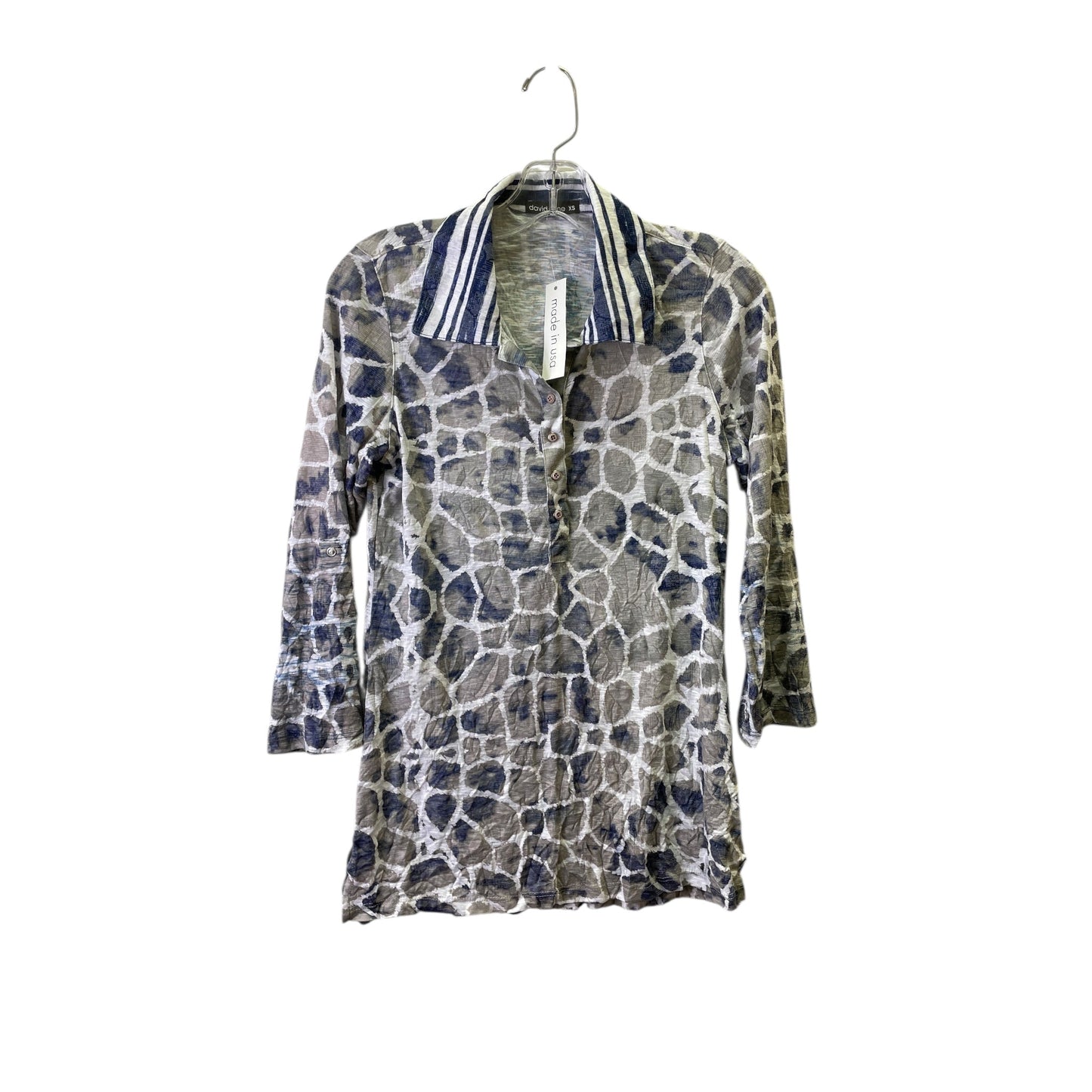 Top Ls By David Cline In Blue & Grey, Size:Xs