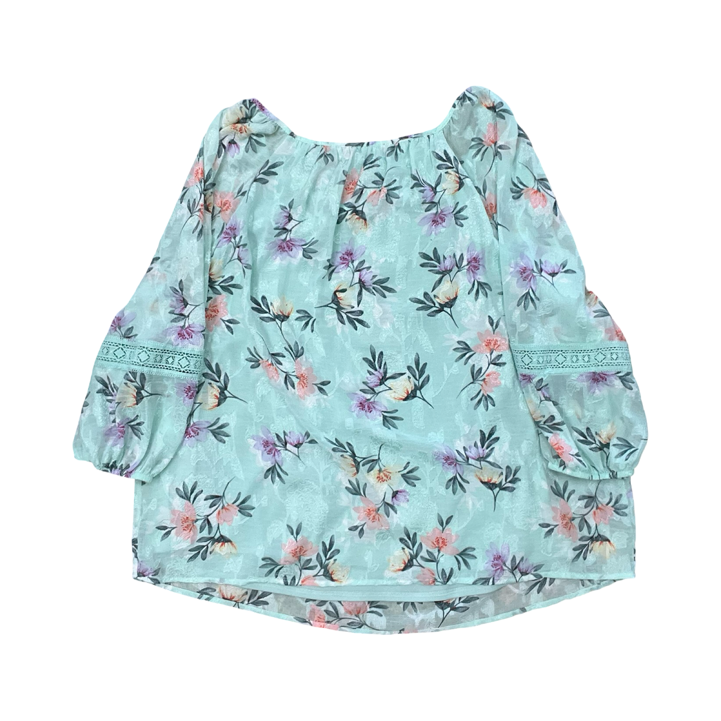 Top 3/4 Sleeve By Agb In Floral Print, Size:1X