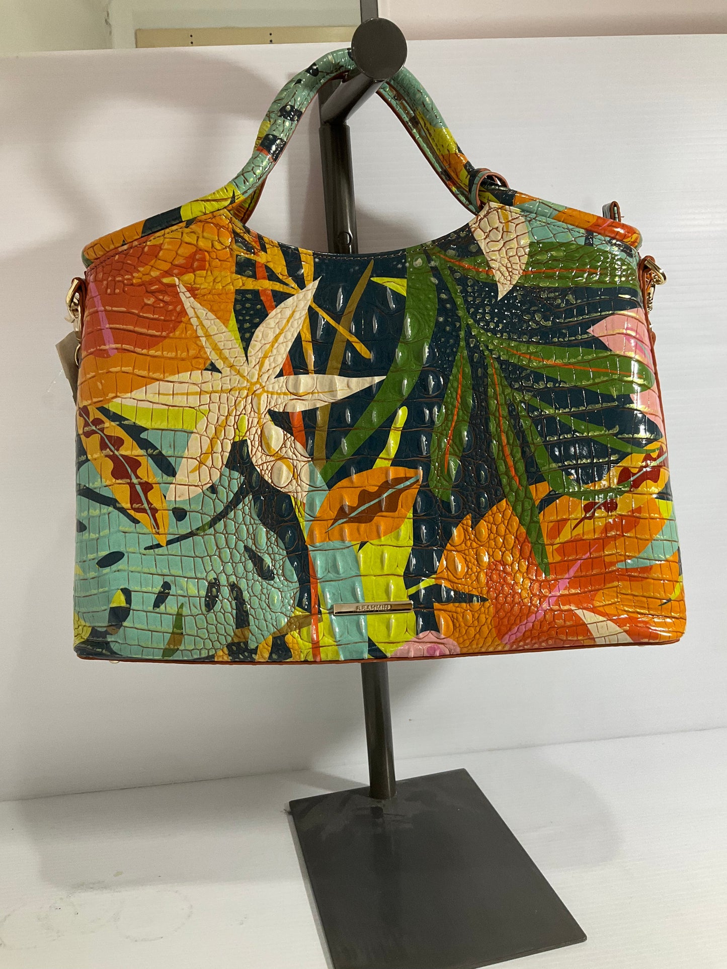 Crossbody Designer By Brahmin In Tropical Print, Size:Medium