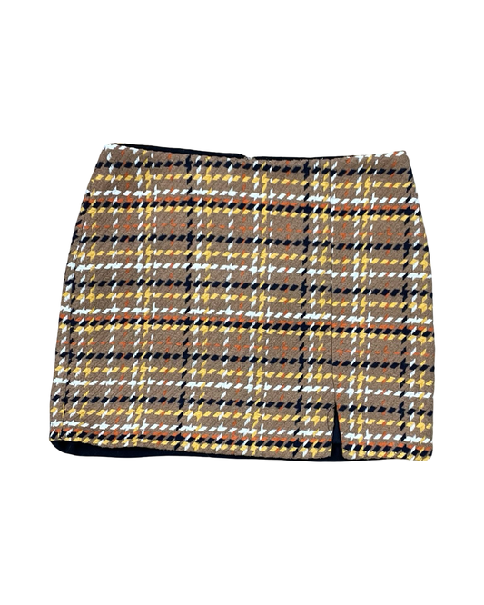 Skirt Mini & Short By Skies Are Blue In Brown & Yellow, Size:L