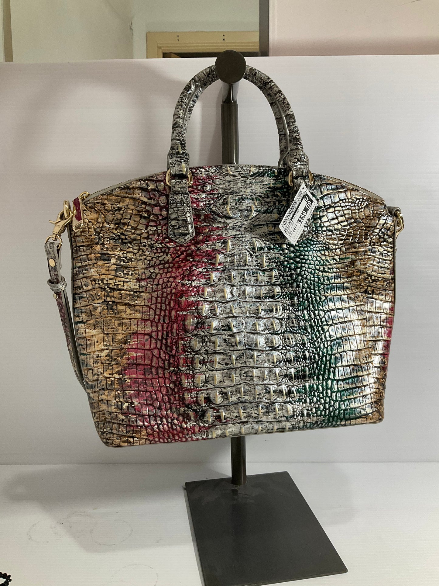 Crossbody Designer By Brahmin In Grey & Red, Size:Medium