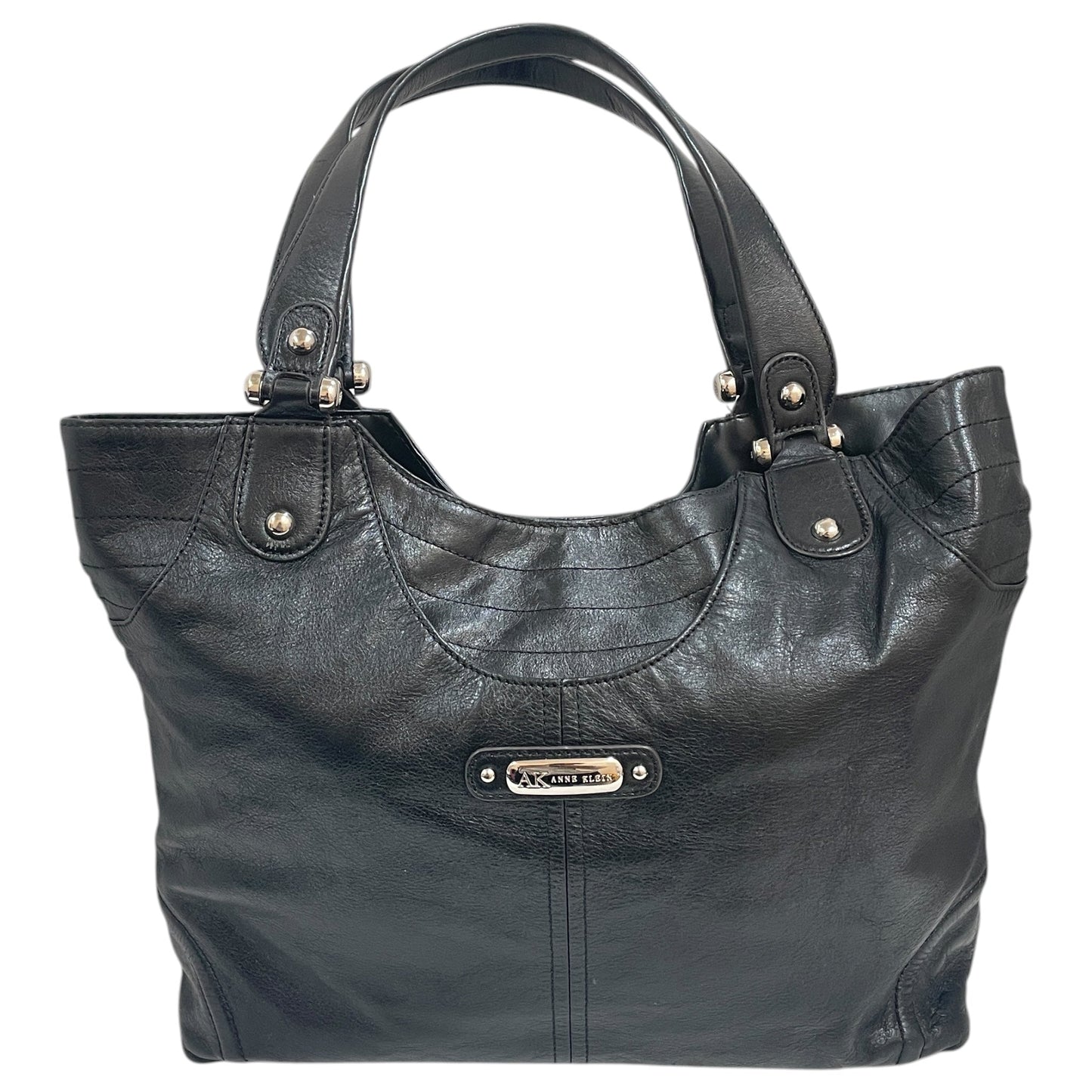 Handbag Leather By Anne Klein In Black, Size:Large