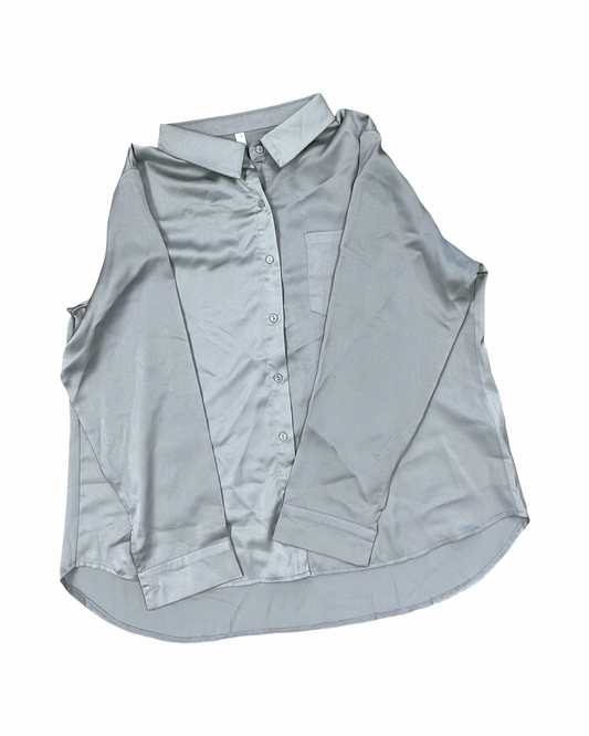 Blouse Ls By Clothes Mentor In Grey, Size:Xl