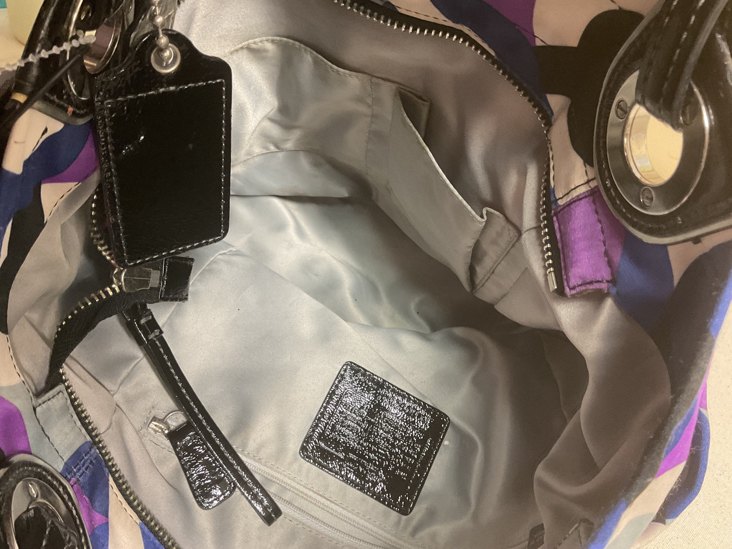 Handbag Designer By Coach In Blue & Purple, Size:Medium