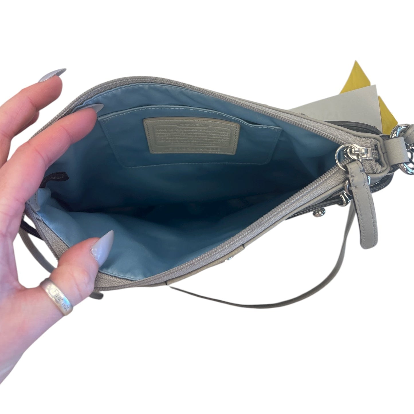 Crossbody Designer By Coach In Grey, Size:Small