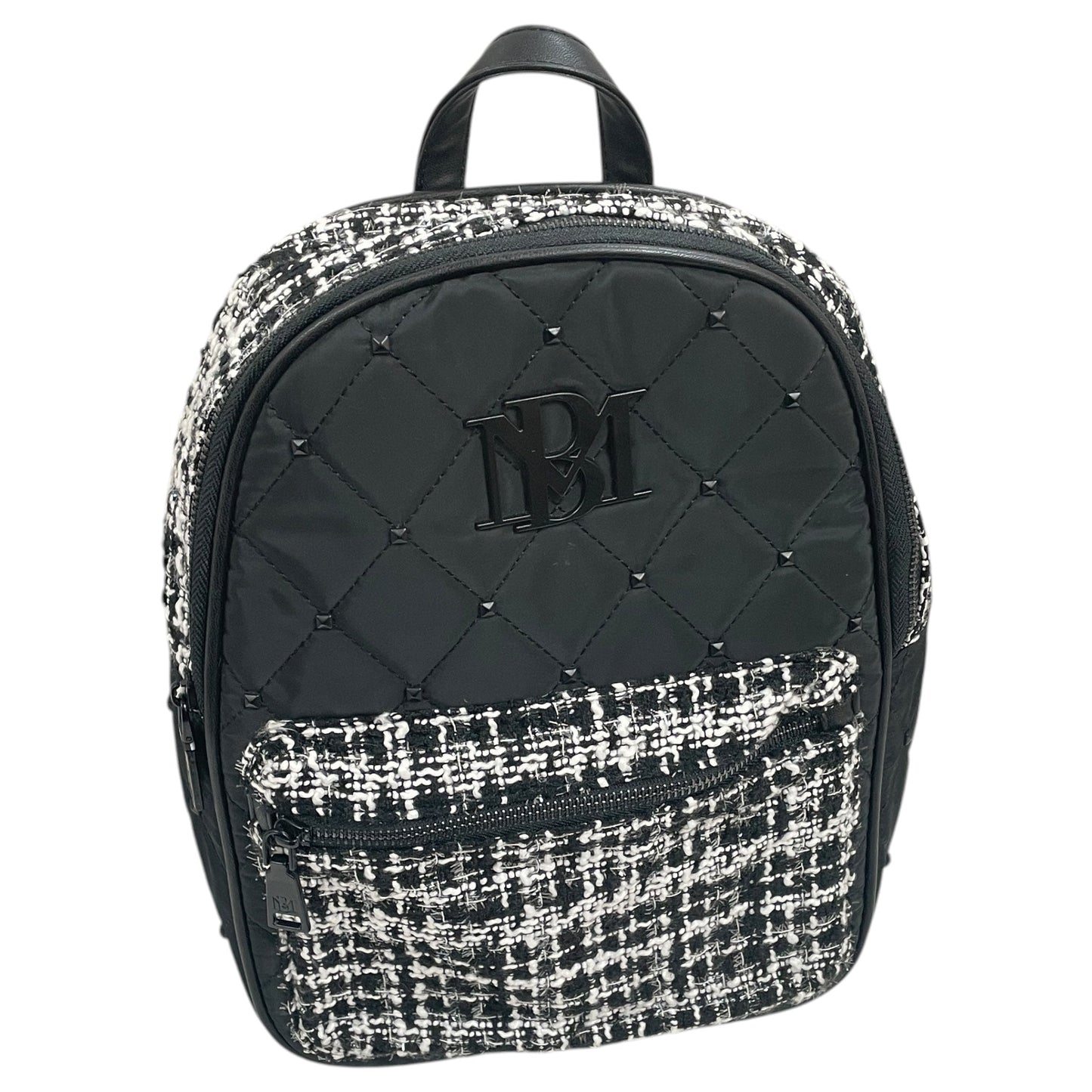 Backpack By Badgley Mischka In Black & White, Size:Medium