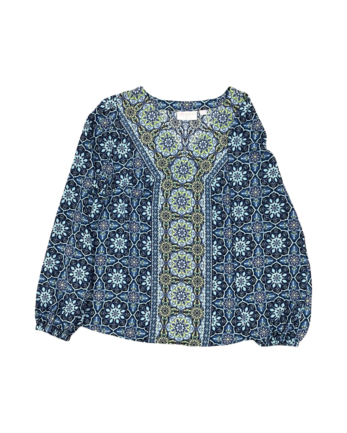 Top Ls By Belle By Kim Gravel In Blue & Green, Size:S