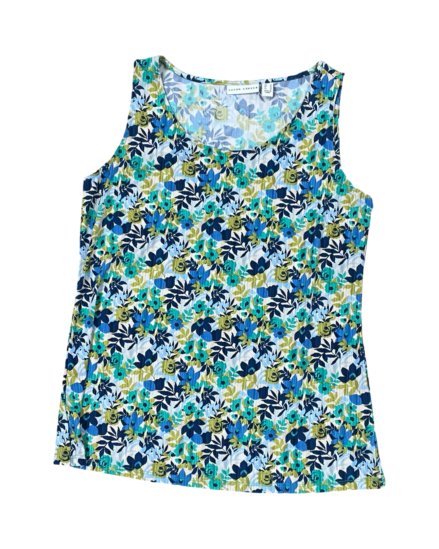 Top Sleeveless By Susan Graver In Blue & Green, Size:S