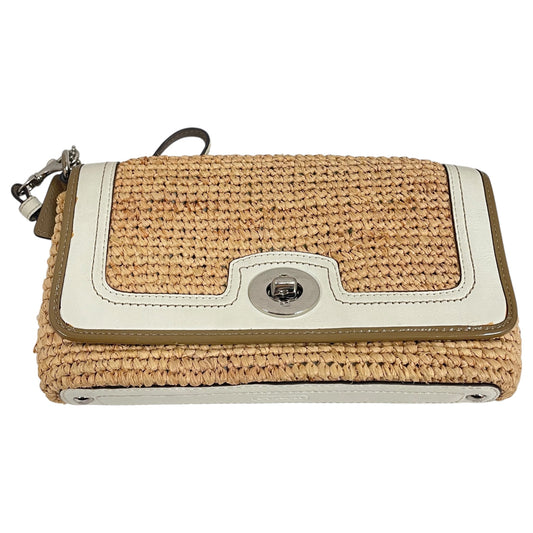 Wristlet Designer By Coach In Tan & White, Size:Medium