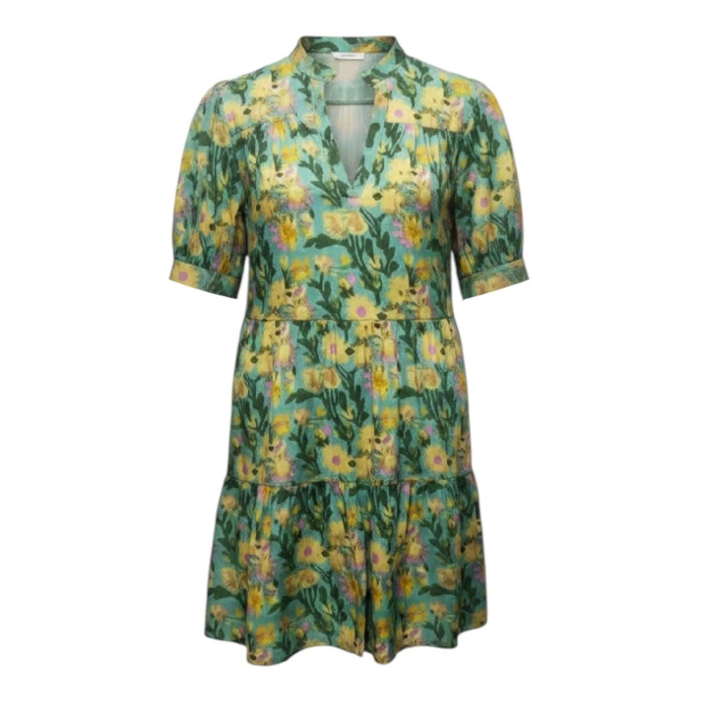 Martine Tiered Puff Sleeve Mini Dress By Fitzroy & Willa In Floral Print, Size: L