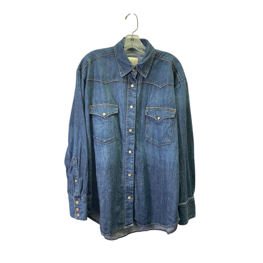 Top Ls By TWP In Blue Denim, Size:S